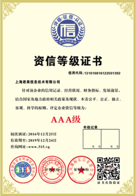 上海市黃浦區(qū)企業(yè)信用評(píng)級(jí)認(rèn)證 AAA資信等級(jí)助力企業(yè)發(fā)展